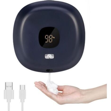 (Bleu foncé) Distributeur de savon automatique, distributeur de savon mural sans contact de 300 ml, distributeur de savon rechargeable par USB pour salle de bain, cuisine, bureau, écol (1/4)