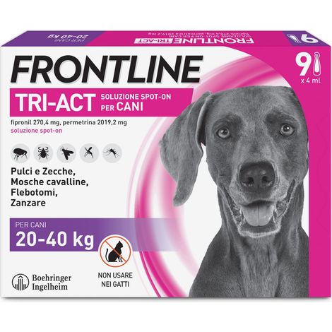 FRONTLINE Triact, 9 Pipette, Cane L (20-40 kg), Antiparassitario per Cani e Cuccioli di Lunga Durata, Protegge il Cane da Pulci, Zecche, Zanzare, Pappataci e Leishmaniosi, Antipulci 9 Pipette (1/5)