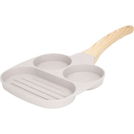 Poêle à œufs antiadhésive à fond plat en alliage d'aluminium, compatible avec les plaques à induction et les cuisinières à gaz, 3 tasses (1/5)