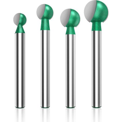 Fraise à Fond Rond Bois, 4PCS 6 mm Tige 16/18/20/22 mm Routeur Core Box Bits, Fraise à Rainurer pour Défonceuse Outil de Coupe Bit de Routeur (1/5)