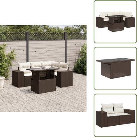 5-tlg. Garten-Sofagarnitur mit Kissen Braun Poly Rattan - Garten Sofagarnitur - Garten Sofagarnituren - Outdoor Sofagarnitur - Sofagarnitur Terrasse (1/5)