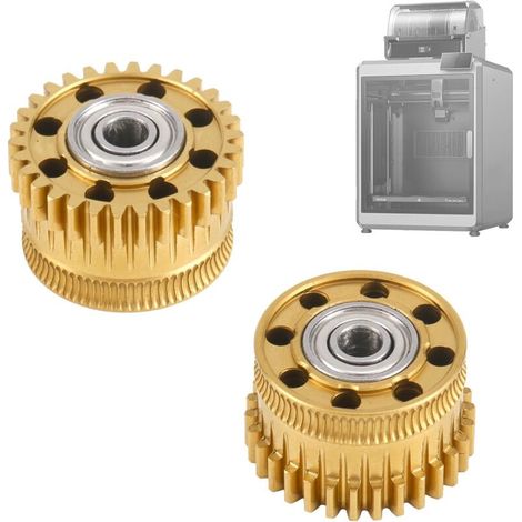 2 ingranaggi di estrusione potenziati per K2 Plus per Creality, in acciaio al carbonio con rivestimento nano, kit di ingranaggi di estrusione interamente in metallo compatibile con la stampante 3D Cre