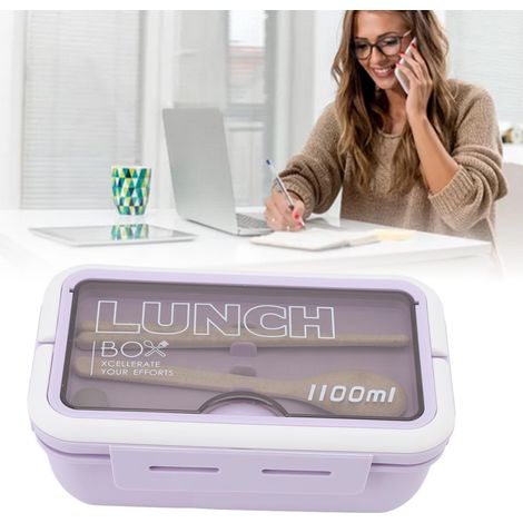 Isolierte Lunchbox im koreanischen Stil, hübsche Lunchbox zum Mitnehmen für Schülerinnen und junge Mädchen, mikrowellengeeignet und in Fächer unterteilt, lila. (1/5)