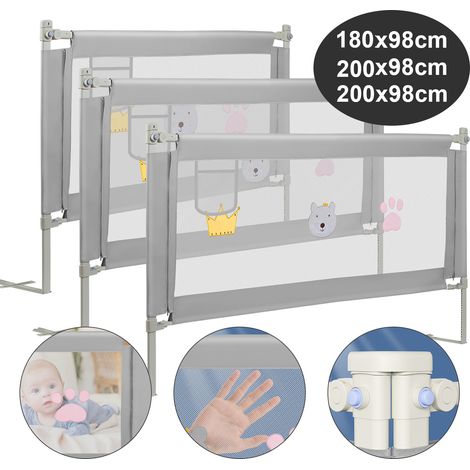 Jiubiaz 3X Barrière de Sécurité Enfant Lit, Barrière de Lit Enfant Bébé 180+200+200CM protection contre les chutes
