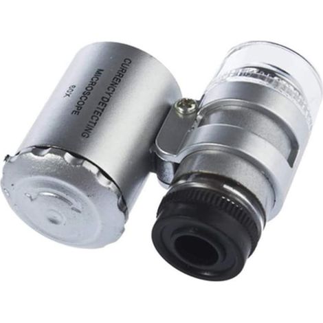 Microscopio LED Mini 60X, microscopio a microscopio Lupe Microscopio per gioielliere Luce fissa con luce UV (1/4)