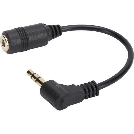 Câble d'extension audio 3,5mm mâle-femelle à 90 degrés pour casque et écouteurs - Noir (1/5)