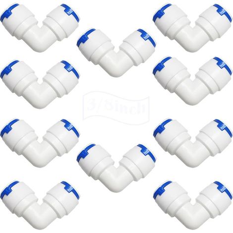 3/8 pouce coude à connexion rapide, RO Raccord Osmoseur de Filtre à Eau, pour système d'osmose inverse RO (10 pcs) (1/5)