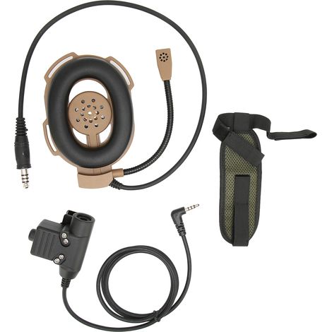 Casque militaire antibruit avec réduction de bruit, kit radio bidirectionnel U94 PTT, pour activités extérieures tactiques, couleur marron. (1/5)