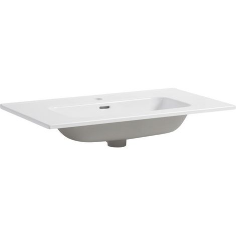 Lavabo Encastrable De Cerámica Blanca Con Rebosadero Y Orificio Para Grifo 80 Cm  Messina (1/5)