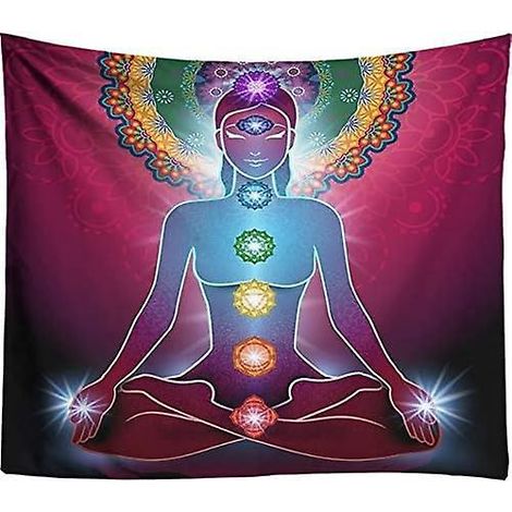 Tapisserie murale psychédélique « Nuit étoilée et galaxie », style mandala indien, tapisserie hippie chakra, tapisserie bohème, 230 x 150 cm (1/5)