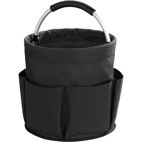 Organisateur de produits de nettoyage, pliable, pour la maison et le jardin, avec 6 compartiments pour appareils, outils, ustensiles de nettoyage, noir