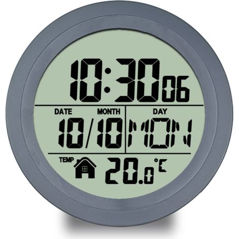 Horloge de maison, à ventouse sans perforation, avec affichage numérique LCD (1/5)