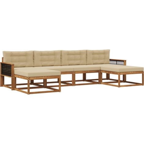 Outdoor Sofa Set with Cushion 6 pcs Natural and Beige vidaXL (1/5)