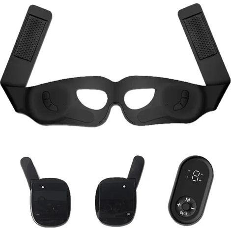 (Noir) Appareil de massage des yeux avec écran LED - Réduit les cernes et masse le visage contre les rides (1/5)