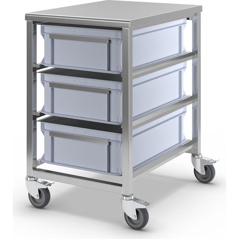 FRANKEL kaiserkraft, Chariot à bacs en inox, 3 bacs de 25 l, L (1/5)