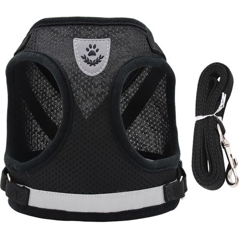 1 Harnais pour chat,avec laisse 1,2m,gilet réfléchissant,taille réglable S/M,pour chat et chiot (1/5)
