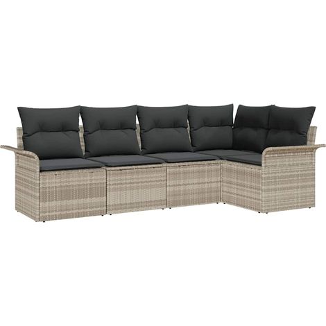 Maison Exclusive - Gartensofa-set mit Speicher 5 pcs Hellgrau Pol