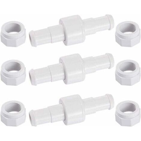 Lot de 3 raccords de tuyau pivotants D20 avec 6 embouts D15, compatibles avec les robots de piscine Zodiac Polaris 180, 280 et 380.