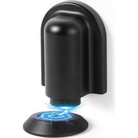 Fermaporta magnetico singolo, finitura opaca, da pavimento, con viti/nastro adesivo, senza bisogno di forare, colore nero. (1/5)