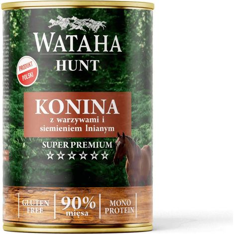 Carne di cavallo adulto Wataha Hunt 90% con carote e semi di lino 400 g