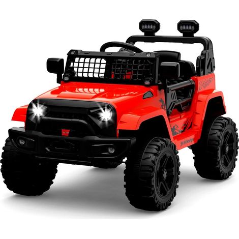 Voiture électrique Enfant, 12 V Voiture électrique Enfants avec Suspension à Ressort, lumières LED, Bluetooth, 2 Vitesses pour de 3 à 8 Ans,Rouge (1/5)