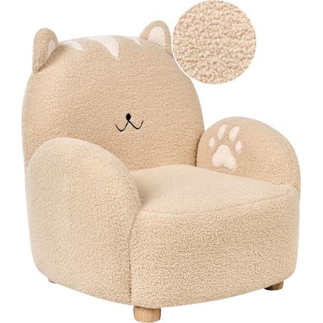 Kindersessel Katze ZOAR Bouclé Beige