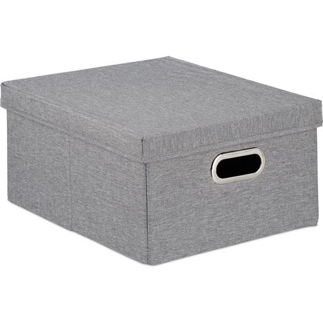 Lote de 2 cajas de almacenamiento plegables modernas de 20,5 x 34,5 x 42 cm con tapa de poliéster beige 130009789 (1/5)