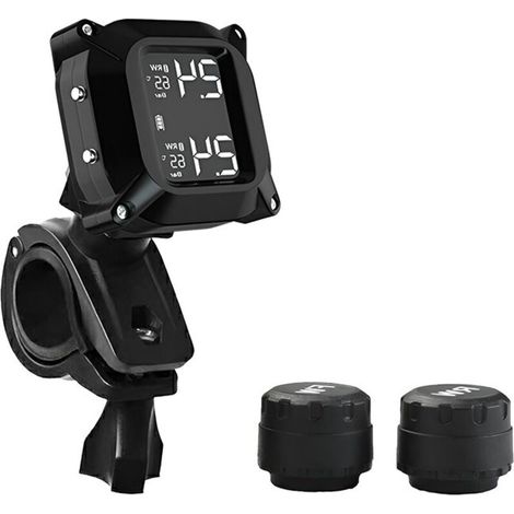 Système de surveillance de la pression des pneus de moto sans fil,  la Pression des pneus avec 2 capteurs externes Écran LCD Système d'alarme de Voiture Anti-Off et étanche à l'eau (1/4)