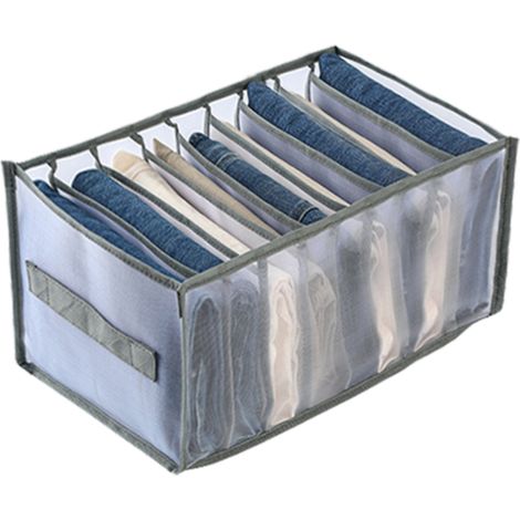 Organizador de ropa de 7 o 9 compartimentos, separadores de cajones con asas, ideal para vaqueros, pantalones, camisetas y ropa interior. (1/5)