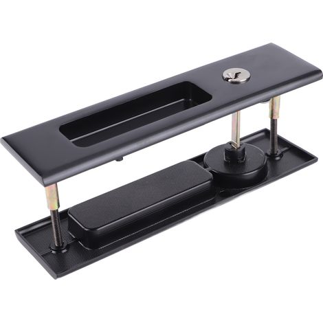 Ensemble de poignées et de verrous en alliage de zinc pour porte coulissante de salle de bain, balcon ou armoire - Quincaillerie noire (1/5)