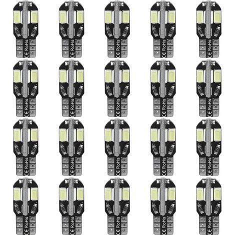 Ampoule de Cale Latérale de Voiture, 20 Pièces 8LED Ampoule de Cale Latérale de Voiture pour Canbus T10 194 168 W5W 5730. (1/5)