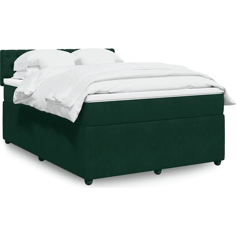 Boxspringbett mit Matratze Dunkelgrün 140x200 cm Samt (1/5)