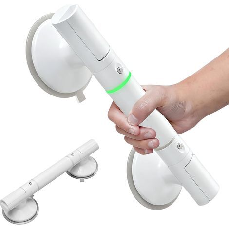 Poignée Ventouse Salle de Bain, Barre de Douche Puissante, Poignées de Securite pour Seniors, Handicapés, Blessés, Support jusqu'à 110 KG sans Perçage, Amovible Main Courante pour Baignoire, WC (1/5)