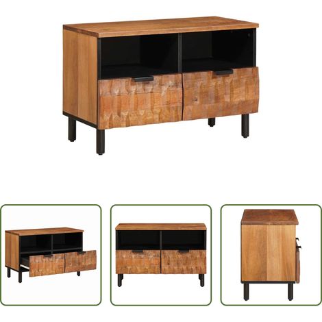 Rangement salon - Meuble TV avec tiroir Finition Acacia Brun 70 x 33 x 46 cm (1/5)