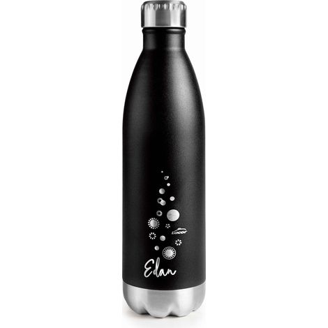Lacor 62538 Borraccia in acciaio inox con doppia parete, nero, 0,75 litri (1/4)