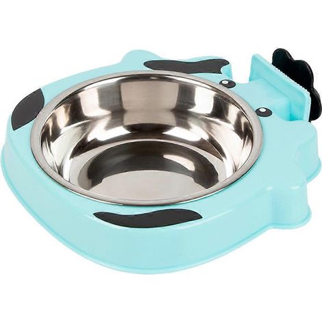 Un bol suspendu en acier inoxydable facile à nettoyer offre un endroit où les animaux domestiques peuvent manger et boire. (1/4)