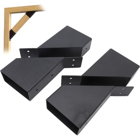 Lot de 4 supports de pergola galvanisés avec trous de drainage, angle de 45°, pour tonnelle, cour ou garage (1/5)