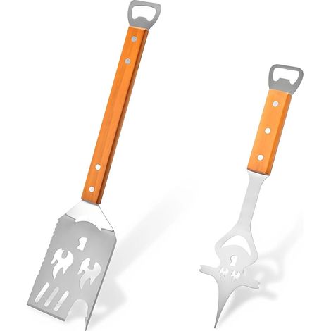 Ustensile Barbecue 5 en 1, Acier Inoxydable Outil Grill Multifonction avec Décapsuleur et Fourchette, Accessoire pour Camping, Extérieur et Fêtes (1/5)