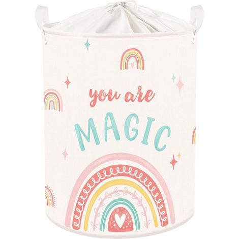 Paniers à Linge Arc-en-ciel Boho Fille Pliable Rose Panier Rangement Jouets Vêtements Salle de Bain Chambre Nuage 63L (1/5)