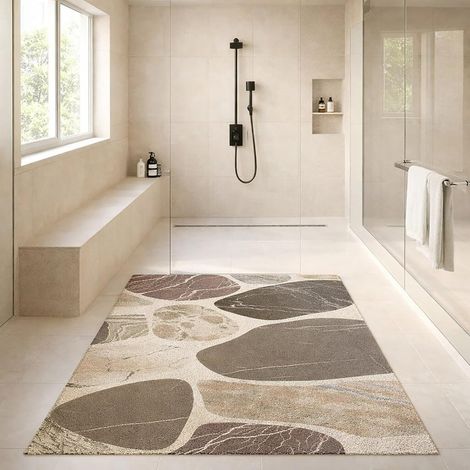 Tapis de Douche antidérapant 70x100 cm Tapis de Bain antiderapant Modèle de Pierre Tapis antidérapant Douche aux Bains Modernes,Doux Confortable PVC,Haute perméabilité à l'eau (1/5)