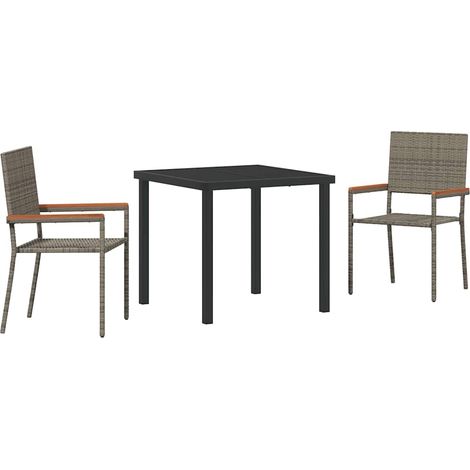 Maison Exclusive - Conjunto de Comedor de Jardín 3 pcs Gris ratán (1/5)