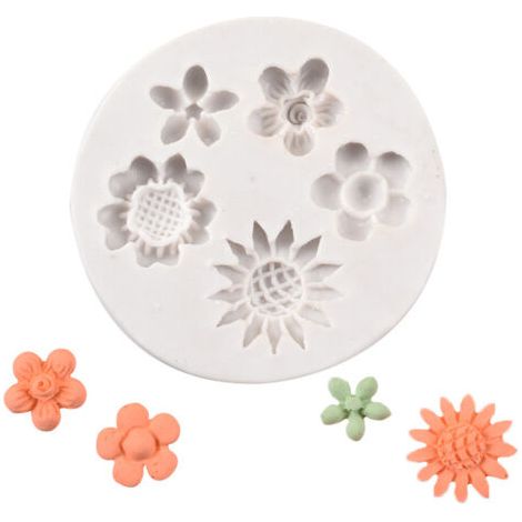 Moules en silicone pour mini-gâteaux en forme de fleurs, moules en résine pour fondant, roses, marguerites, petits moules à fleurs, outils d\'art pour bijoux (1/2)