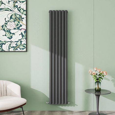 AICA 1800x354mm Anthracite Vertical Designer Radiator Double Oval Column Heating UK