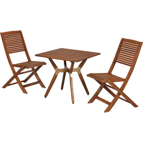Bali Set 3tlg Akazie Bistrotisch 70 x 70 cm