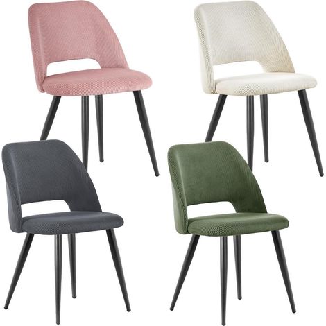Lot de 4 chaises de salle à manger en velours côtelé, design scandinave, multicolore (1/5)