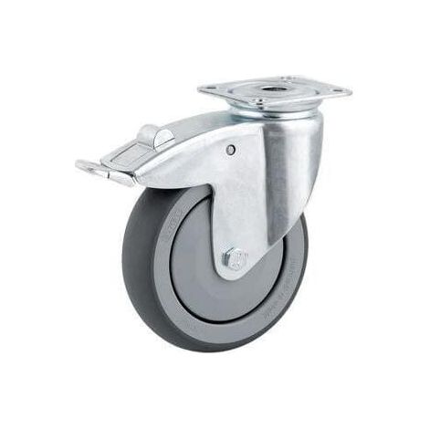 Ruota girevole in gomma: diametro50x19 mm con freno piastra di fissaggio: 60x60 mm carico: 40 kg Tente TENTE 2475PJP050P40