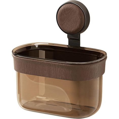 Boîte de rangement murale à ventouses de style rétro, sans perçage, avec système de drainage, idéale pour ranger savon, serviettes de bain et mouchoirs, une boîte de rangement peu encombrante. (1/5)