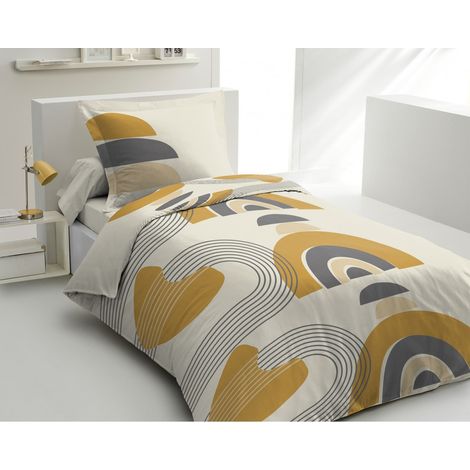 Parure de couette 2 pieces coton 57 fils jaune 140 x 200 cm - LONSDALE (1/2)