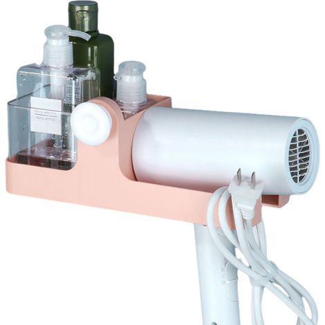 1 support mural pour sèche-cheveux, rangement multifonctionnel pour accessoires de coiffure, fixation adhésive 3M, compatible sèche-cheveux Dyson et autres appareils, usage salle de bain (1/5)