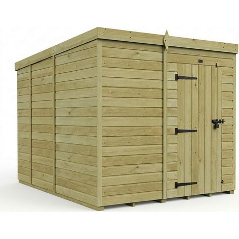 7ft x 9ft Pent Garden Shed Single Door No Windows - Pressure Treated Timber - L213 x W274 x H210 cm - Natural